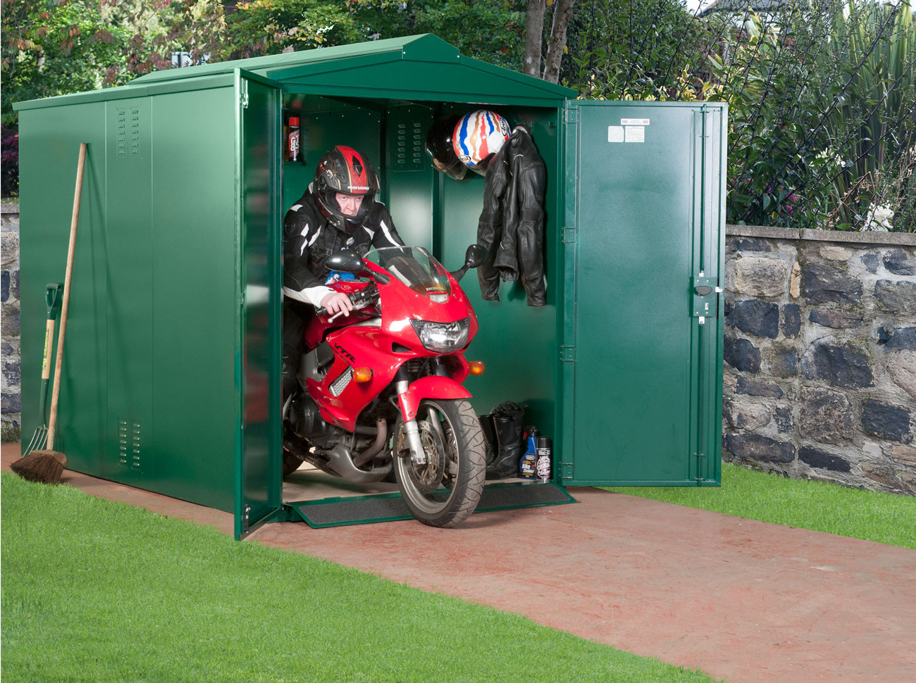 motorcycle storage shed